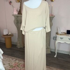 Anthropologie Cream Skirt Set